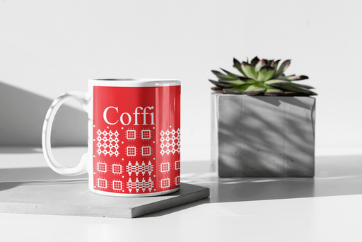 Coffi Mug - Welsh Tapestry Red Design - Giftware Wales