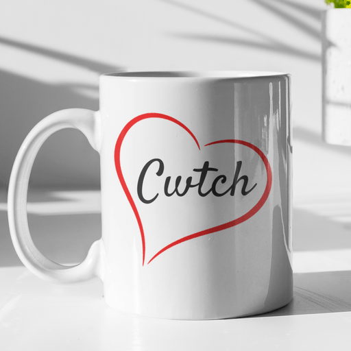 Cwtch And Heart - Bone China Hug Mug (Hand Warmer) - Giftware Wales