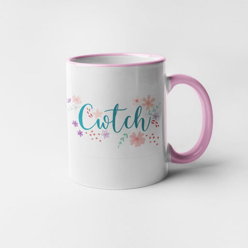 Cwtch Floral Welsh Mug - Pink - Giftware Wales