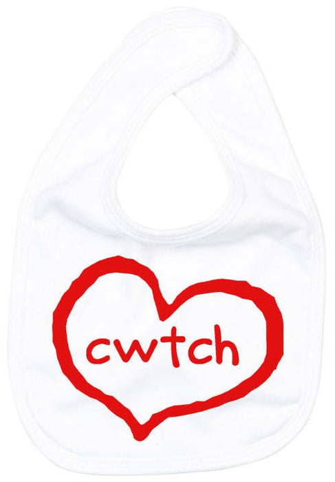 Cwtch Heart - Welsh Baby Bib (Choice Of 4 Colours) - Giftware Wales