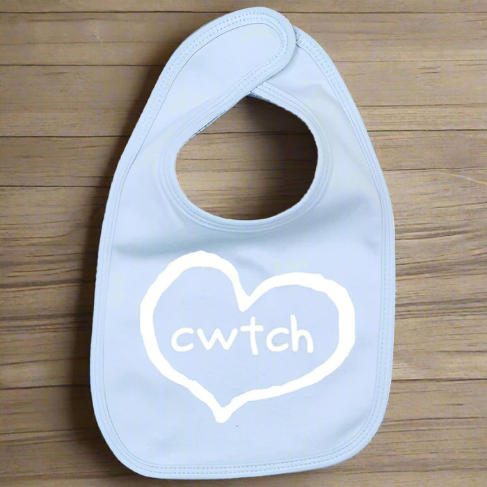 Cwtch Heart - Welsh Baby Bib (Choice Of 4 Colours) - Giftware Wales