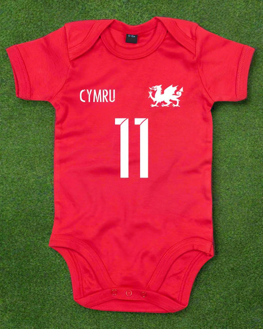 Cymru - Number 11 Football Baby Grow - Giftware Wales