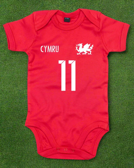 Cymru - Number 11 Football Baby Grow - Giftware Wales