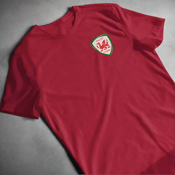 Cymru Shield Football T Shirt - Organic - Giftware Wales