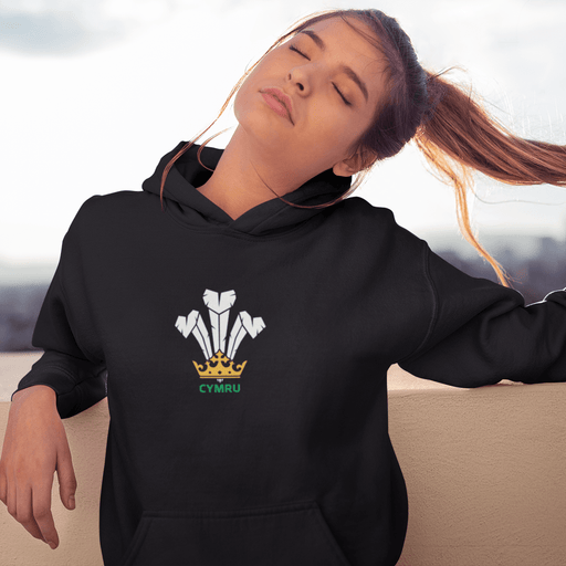 Cymru Welsh Feathers - Ladies Hoodie - Giftware Wales