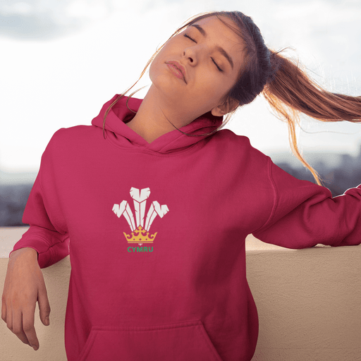 Cymru Welsh Feathers - Ladies Hoodie - Giftware Wales