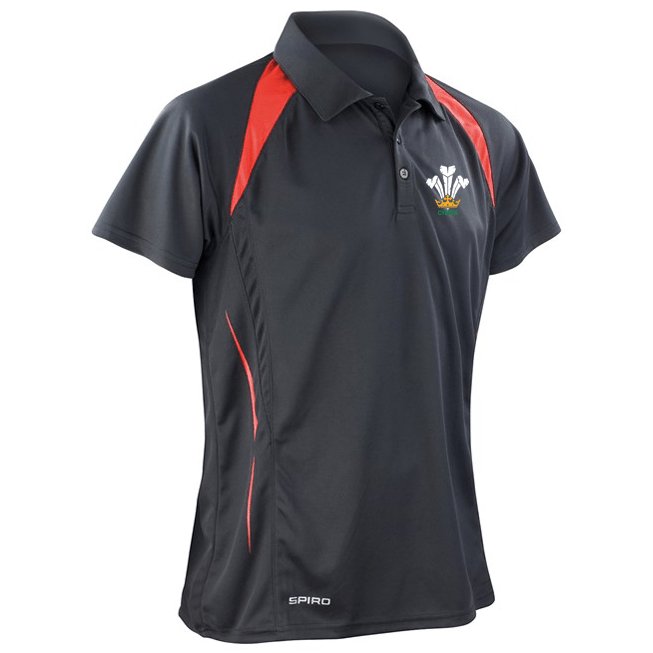 Cymru Welsh Feathers Polo Shirt - Spiro Cooldry® - Giftware Wales