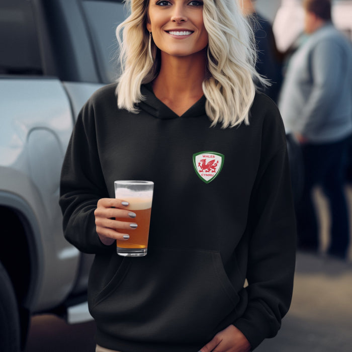 Cymru Welsh Shield - Ladies Hoodie - Giftware Wales