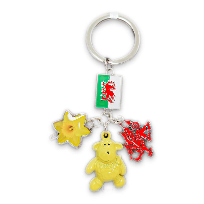 Wales Sheep Daffodil Dragon Flag Charm Keyring (KY014)