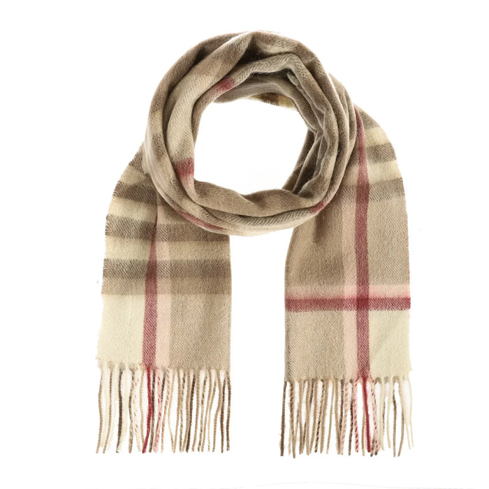 Welsh Woollens 100% Lambswool Scarf Chequer Shrimp