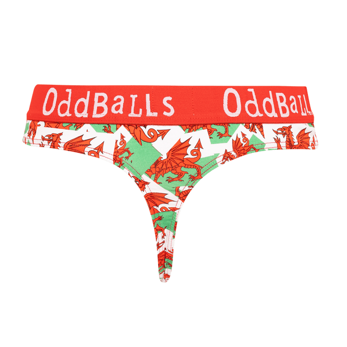 Exclusive - OddBalls® Welsh Flag Ladies Thong - Giftware Wales