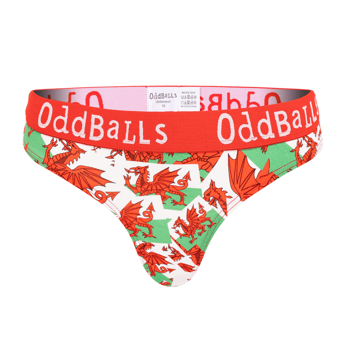 Exclusive - OddBalls® Welsh Flag Ladies Thong - Giftware Wales