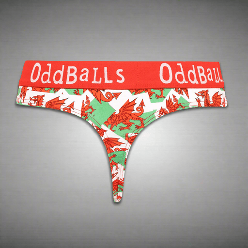 Exclusive - OddBalls® Welsh Flag Ladies Thong - Giftware Wales