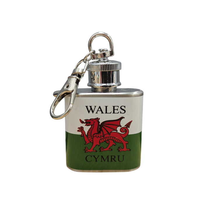 Wales Flag Hip Flask 1oz Keyring