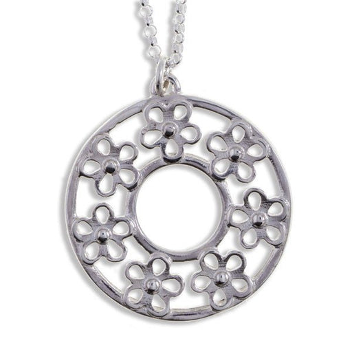 Flower Circle Pendant Silver By St Justin (Sp957) - Giftware Wales