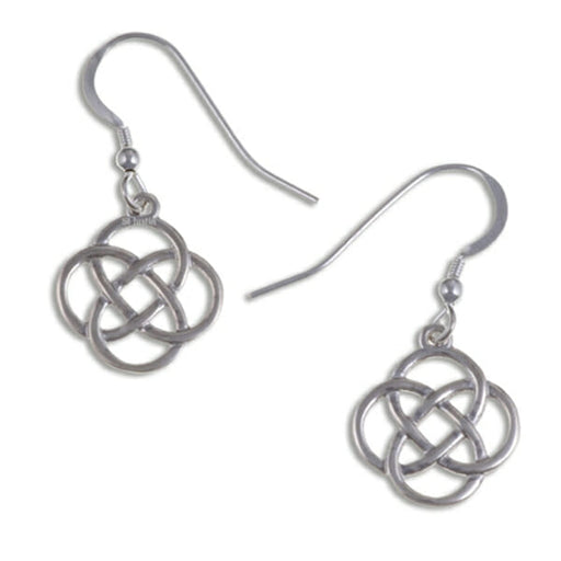 Four loop knot drop Silver Celtic earrings (JSE30) - Giftware Wales