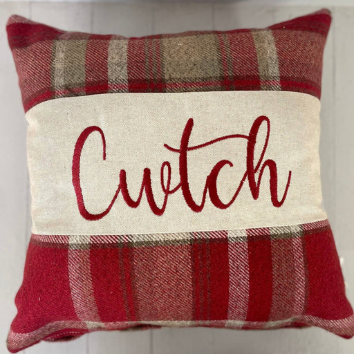 Handmade Check Cwtch Cushion Wool Touch - Lizzie® Red - Giftware Wales