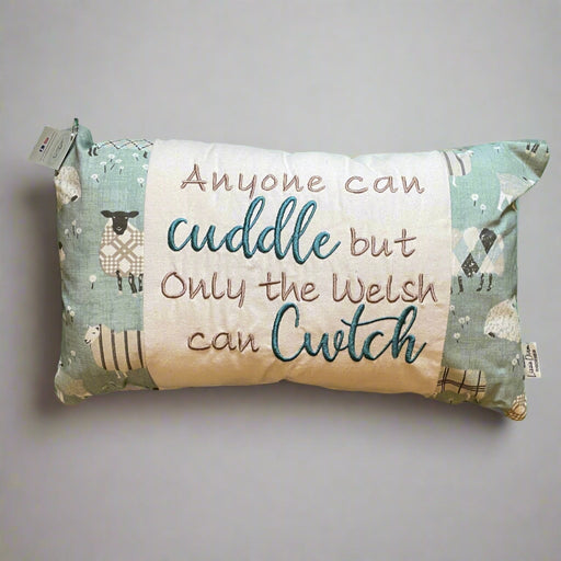 Handmade Sheep Cuddle & Cwtch Cushion - Lizzie® Green - Giftware Wales