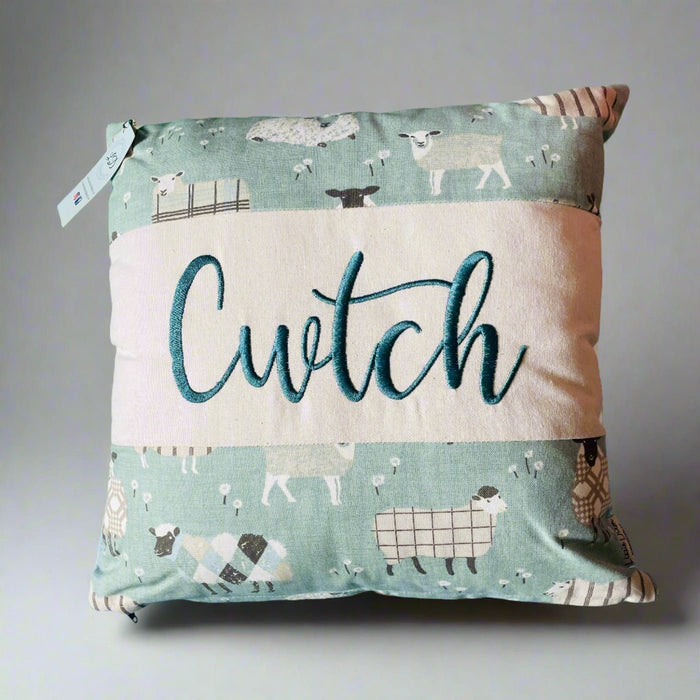 Handmade Sheep Cwtch Cushion - Lizzie® Green - Giftware Wales