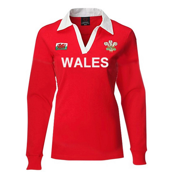 Welsh Rugby Top Designer Womens WALES Rugby Shirt - Long Sleeve — Giftware Wales