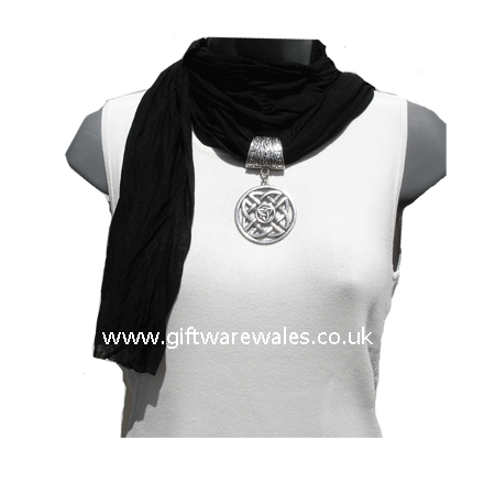 Ladies Celtic Charm Fashion Scarf (Cs1B) Black - Giftware Wales