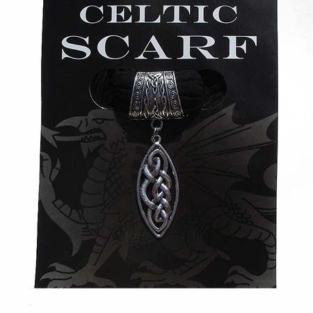 Ladies Celtic Shield Charm Fashion Scarf (Cssr) Black - Giftware Wales