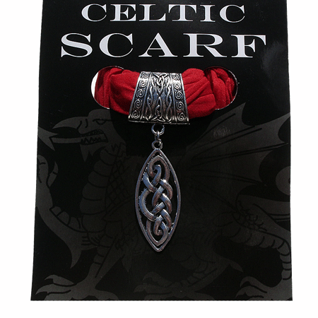 Ladies Celtic Shield Charm Fashion Scarf (Cssr) Red - Giftware Wales