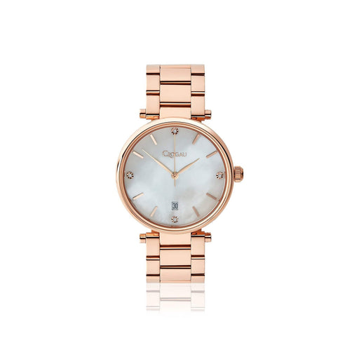 Ladies Classic Mother of Pearl Rose Gold Plated Stainless Steel Watch - Giftware Wales