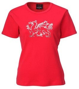 Ladies Welsh Diamanté Dragon T-Shirt - Giftware Wales