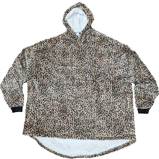 Leopard Print Oversized Sherpa Fleece Hoody - (Choice Adult or Child) - Giftware Wales