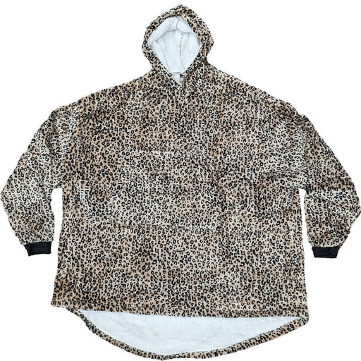 Leopard Print Oversized Sherpa Fleece Hoody (Choice Adult or