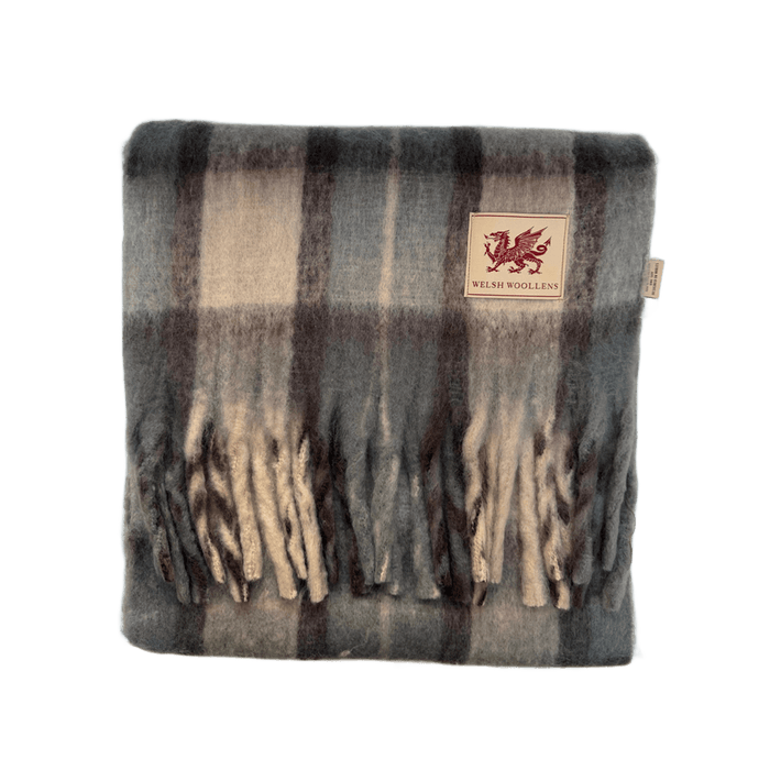 Welsh Woollens Tartan Blanket Scarf Mackellar Natural