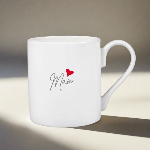 Mam Heart Script Bone China Mug - Balmoral - Giftware Wales