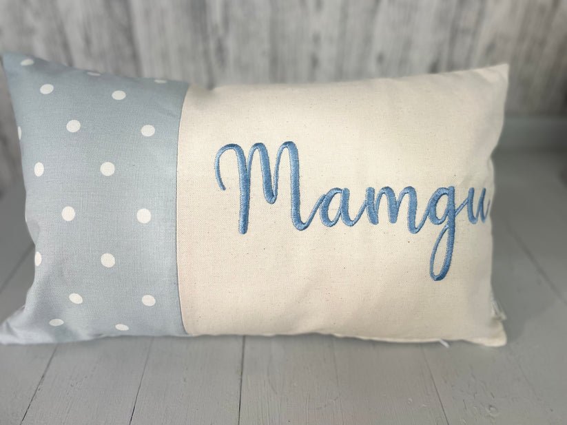 Mamgu Dotty Welsh Cushion - Rectangle - Giftware Wales