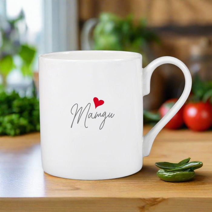 Mamgu Heart Script Bone China Mug - Giftware Wales