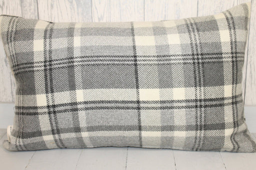 Mamgu Wool Touch Cushion - Lizzie® Grey Check - Giftware Wales