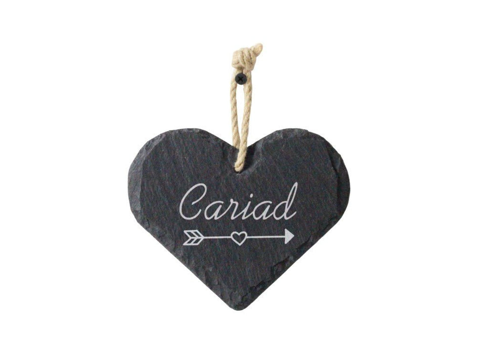 Medium Welsh Slate Heart - Cariad (Love) - Giftware Wales