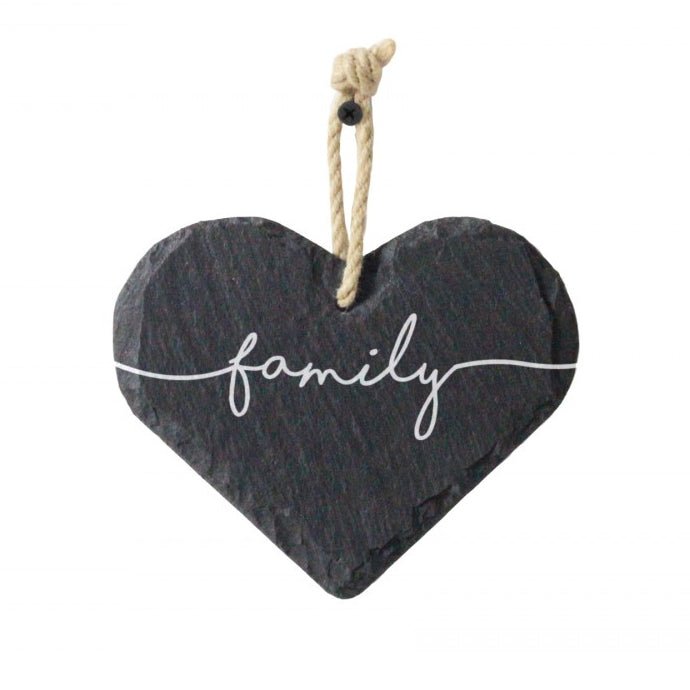 Medium Welsh Slate Heart - Family - Giftware Wales