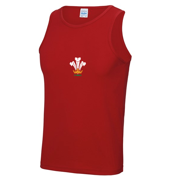 Men's Cool Dry® Gym Vest - Cymru Feathers - Giftware Wales