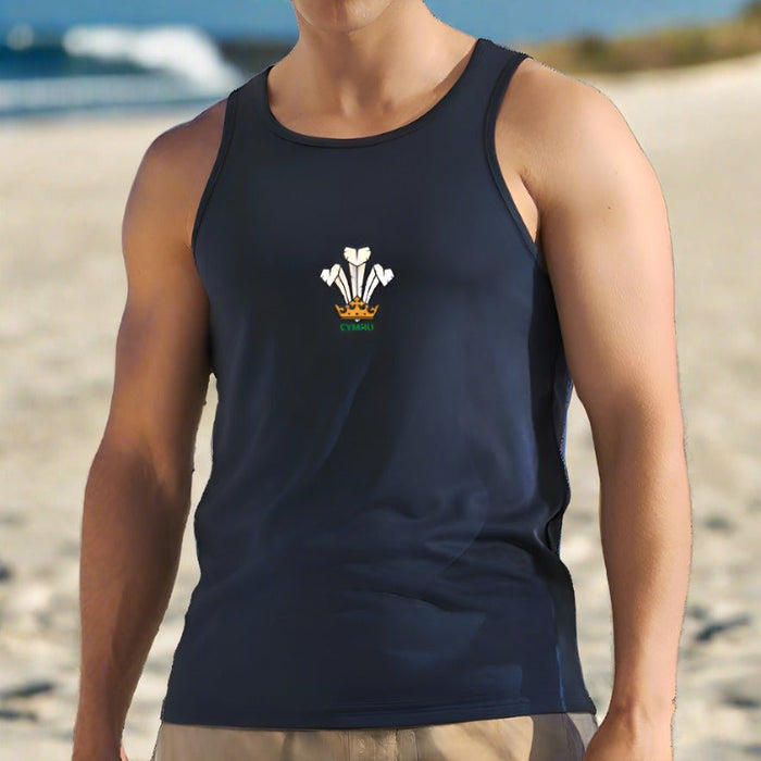 Men's Cool Dry® Gym Vest - Cymru Feathers - Giftware Wales