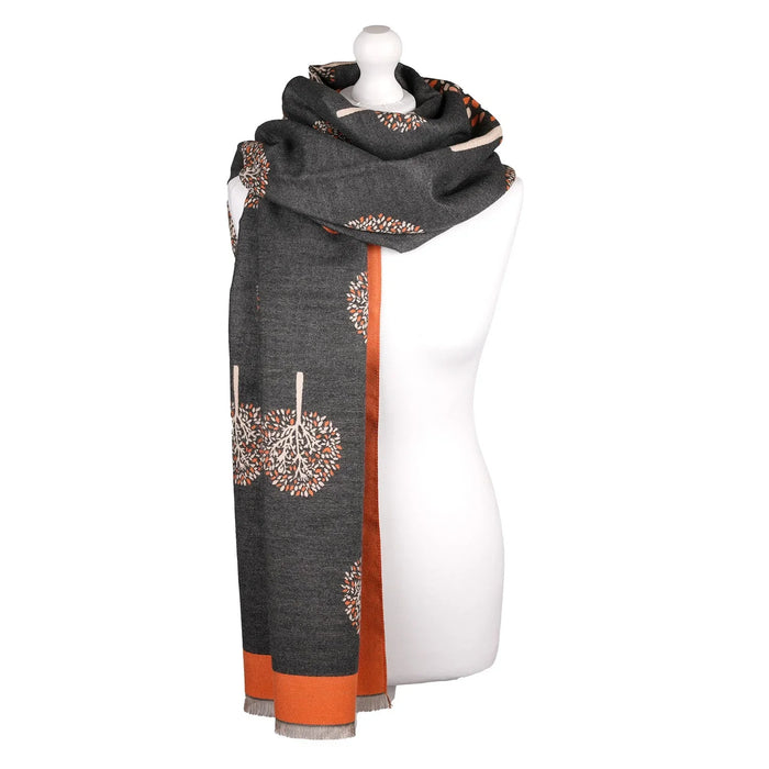 Welsh Woollens Mini Tree Super Soft Stole Orange/Grey