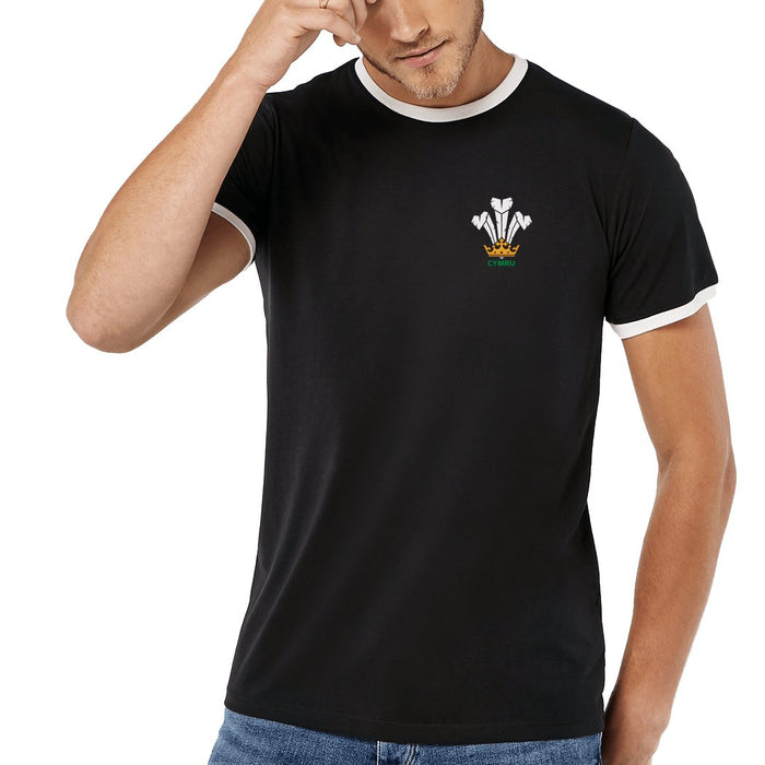 Modern Welsh Feathers - Ringer T - Shirt - Giftware Wales