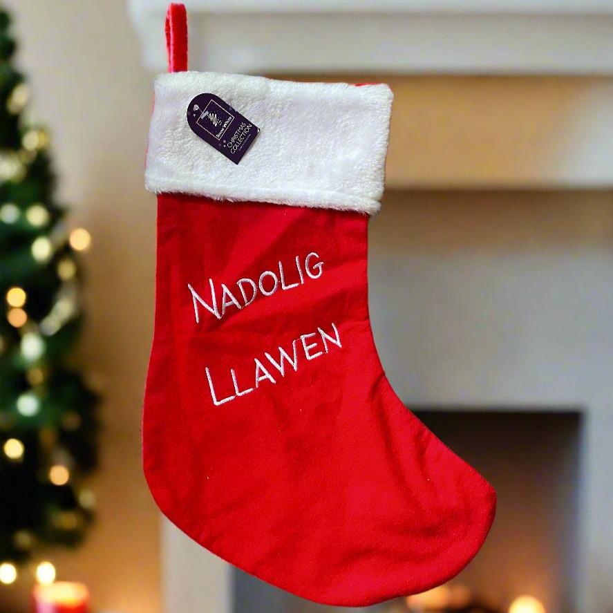 Nadolig Llawen - Red Boot Christmas Stocking - Giftware Wales