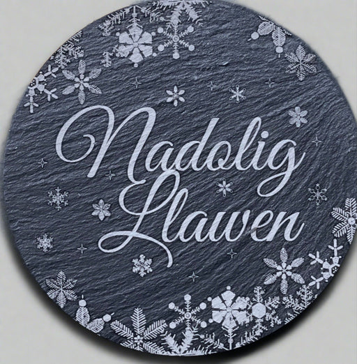 Nadolig Llawen Welsh Christmas Slate Coaster Set Of Six - Giftware Wales