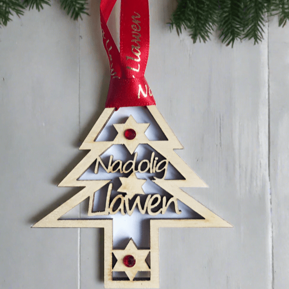 Nadolig Llawen Welsh - Christmas Tree Hanger - Giftware Wales