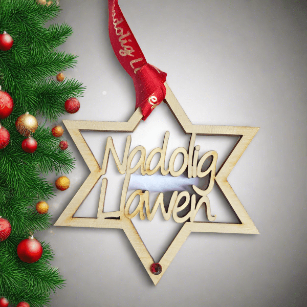 Nadolig Llawen Welsh - Star Christmas Hanger - Giftware Wales