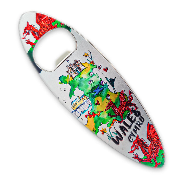 Wales Map Bottle Opener Magnet (Oval Shape) (MG004)