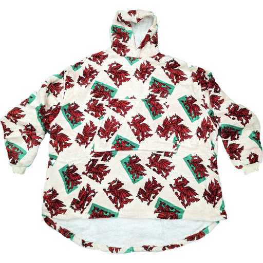Oversized Sherpa Welsh Dragon Fleece Hoody - (Choice Adult or Child) - Giftware Wales