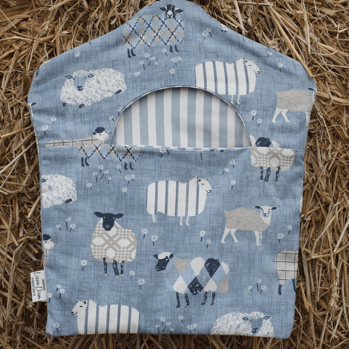 Peg bag- Sheep Fabric with hanger handmade by Lizzie® Blue - Giftware Wales