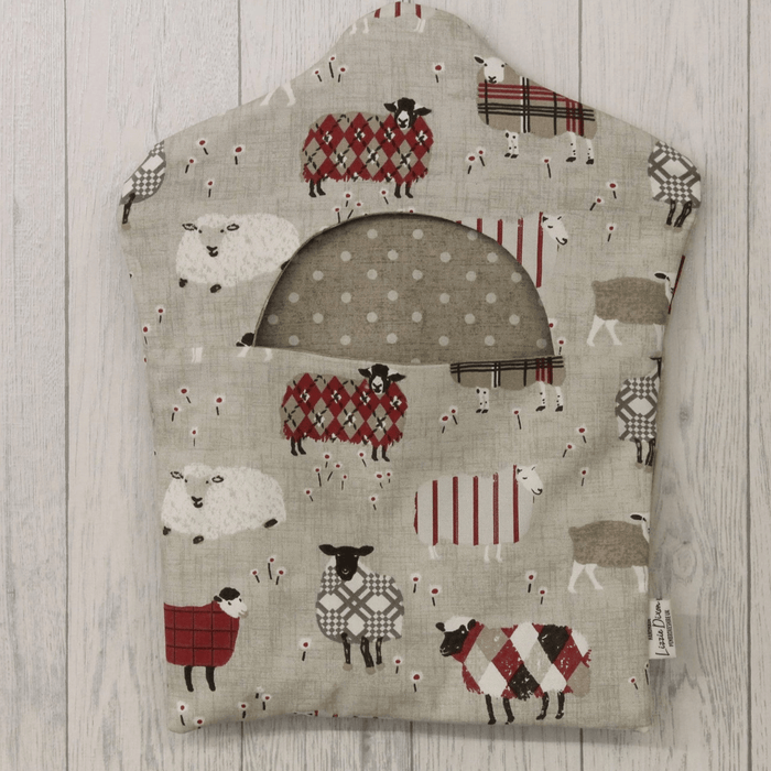 Peg bag- Sheep Fabric with hanger handmade by Lizzie® Cream/ Red - Giftware Wales